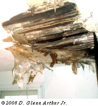 lath and plaster ceiling, slowly dissolving