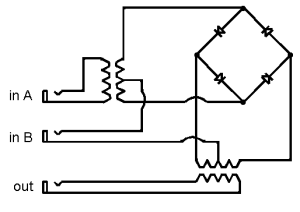 [circuit diagram for a passiveanalog ring modulator]